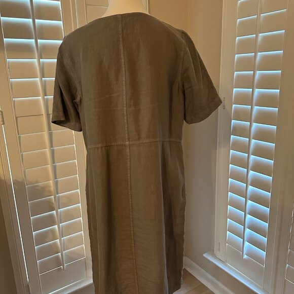 Adorable JJill (Pure Jill) Linen Dress in Olive Size SMALL - NEW - Picture 3 of 7
